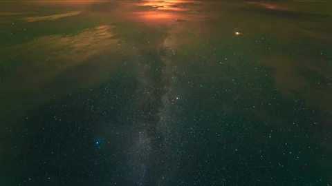 The cloud flow on the starry sky background. time lapse Stock Footage 95209980