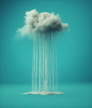 Cloud with flowing wires. Hidden connections and relationships concept Stock Illustration