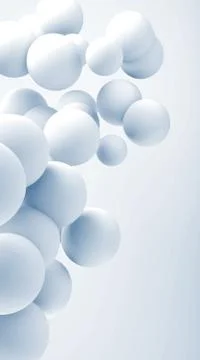 Cloud of flying abstract white spheres Stock Illustration
