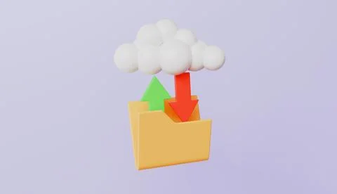 Cloud with folder and exchange arrow, cloud connection, data backup icon Stock Illustration