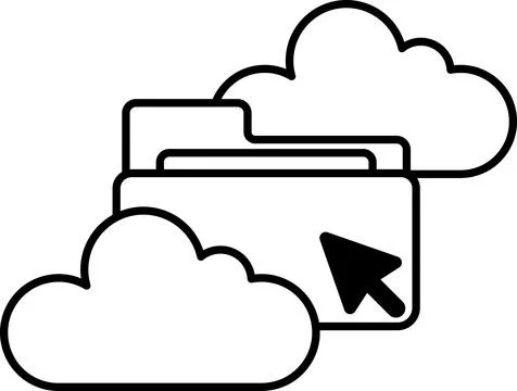 Cloud with a folder and a mouse cursor Stock Illustration