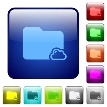 Cloud folder color square buttons Illustrazione stock