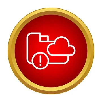 Cloud folder data error warning icon on red background Illustrazione stock