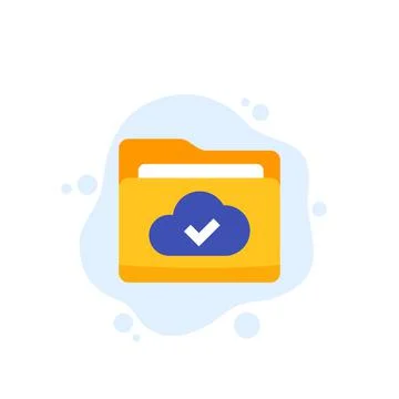 Cloud folder with documents vector icon Stock Illustration