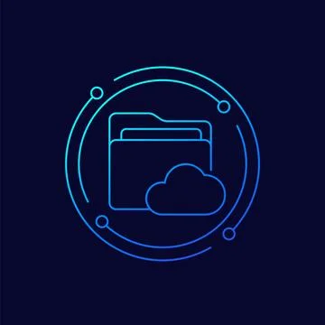 Cloud folder icon, linear design イラスト素材