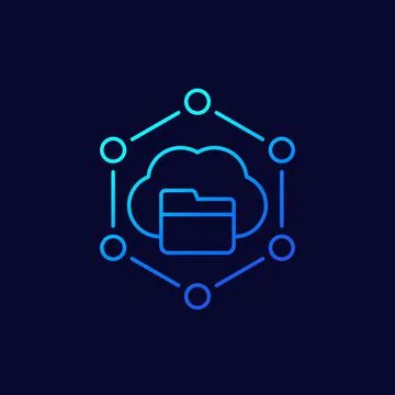 Cloud folder icon, linear vector Stock Illustration