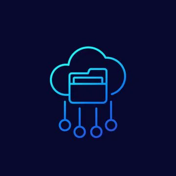 Cloud folder line icon, vector Stock Illustration