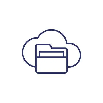 Cloud folder line icon on white, vector Stock Illustration