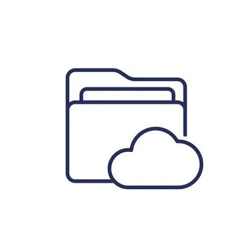 Cloud folder line icon on white Stock Illustration