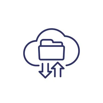 Cloud folder line icon on white Stock Illustration