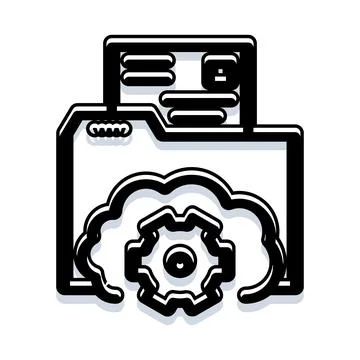 Cloud folder managing data configuration settings icon Stockillustratie