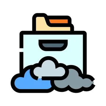 Cloud folder storing digital data and computing technology Stock Illustration