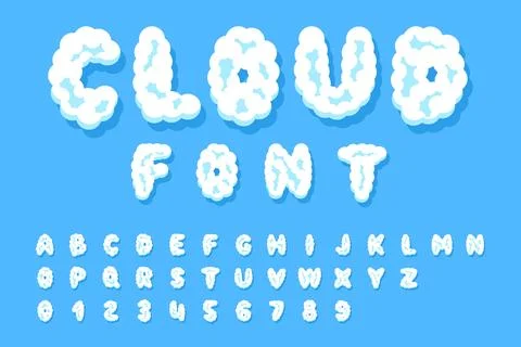 Cloud font, alphabet Stock Illustration