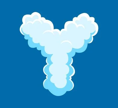 Cloud font alphabet letter Y of fluffy white smoke Stock Illustration