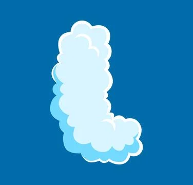 Cloud font of fluffy white smoke, cartoon letter L Illustrazione stock