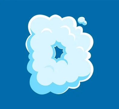 Cloud font or fluffy white smoke typeface letter D Stock Illustration