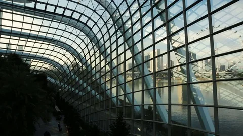 The Cloud Forest dome and environment at the Gardens by the Bay Complex Stock Footage 75372346