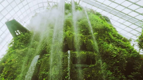 Cloud forest Gardens, big waterfall, Singapore Stock Footage 251346414