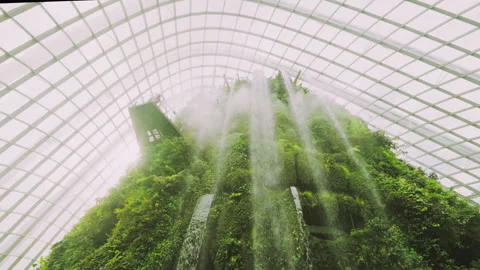 Cloud forest Gardens, big waterfall, Singapore Stock Footage 251346476