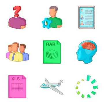Cloud format icon set, cartoon style 스톡 일러스트