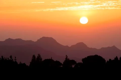 Cloud formation evening mood view from the Mirador Degollada de Becerra Gran Foto stock