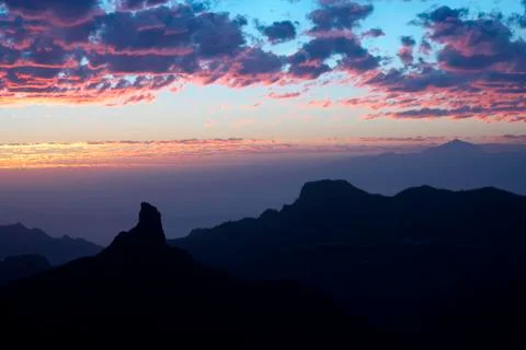 Cloud formation evening mood view from the Mirador Degollada de Becerra at back Foto stock