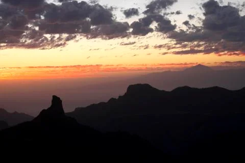Cloud formation evening mood view from the Mirador Degollada de Becerra at back Foto stock