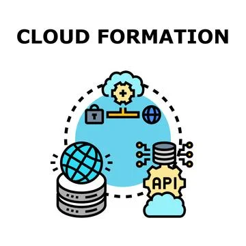 Cloud formation network infrastructure computing security concept 스톡 일러스트