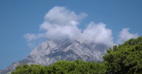 Cloud Formations Formed by Air Vortices Over Tahtali Mountain Peak, Turkey. Stock Footage 71186262
