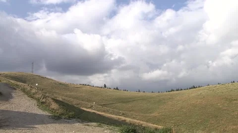 Cloud formations that run over the forest and the forest road 14 Stock Footage 145663713