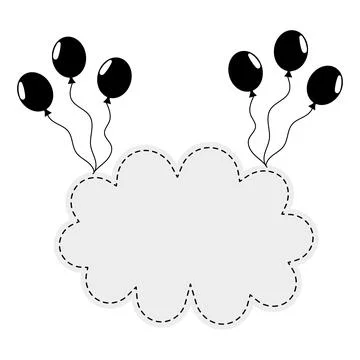 Cloud Frame with Balloons Vector Illustration Stock Illustration