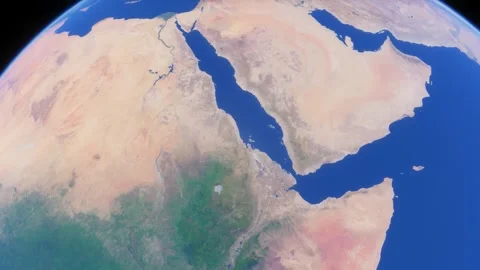 Cloud-free satellite view of the Red Sea of Egypt and Saudi Arabia Stock Footage 270723972