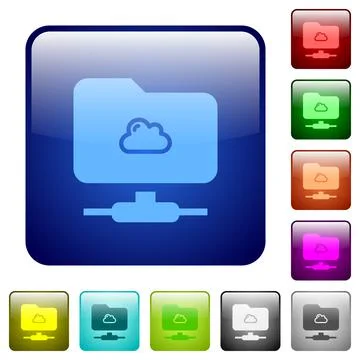 Cloud FTP color square buttons 스톡 일러스트