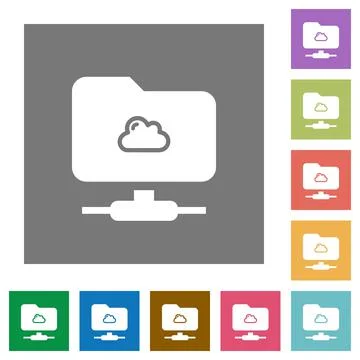 Cloud FTP square flat icons Illustrazione stock