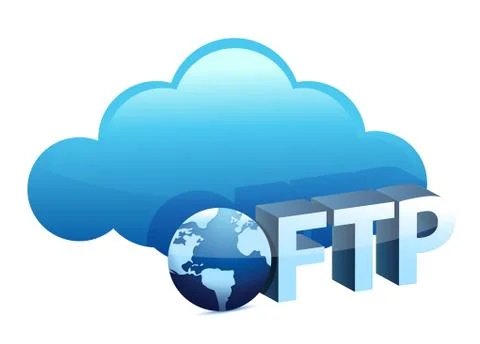Cloud with ftp text sing Illustrazione stock
