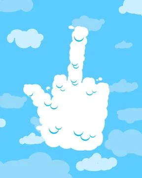 Cloud fuck. Bad hand gesture in sky. Naughty eddy Stock Illustration