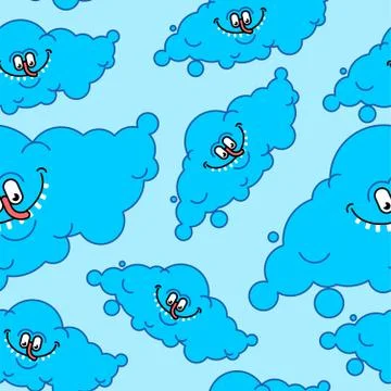 Cloud Funny pattern seamless. Cheerful clouds background. Vector illustration Stock Illustration