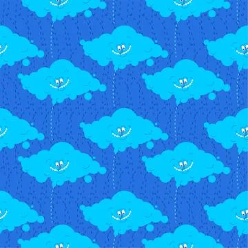 Cloud Funny pattern seamless. Cheerful clouds background. Vector illustration Stock Illustration