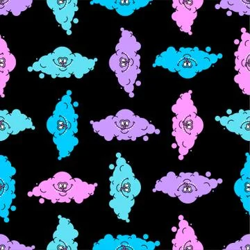 Cloud Funny pattern seamless. Cheerful clouds background. Vector illustration イラスト素材