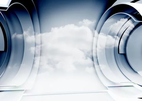 Cloud in a futuristic structure 스톡 사진