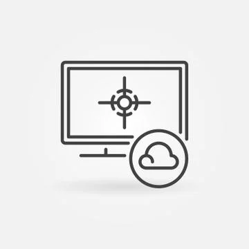 Cloud Gaming on Computer vector concept icon in thin line style Illustrazione stock