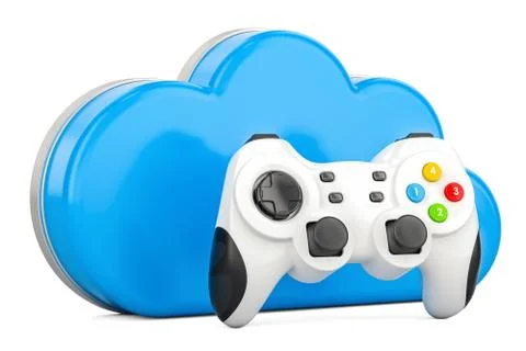 Cloud gaming concept with gamepad, 3D rendering Stockillustratie