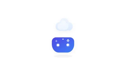 Cloud Gaming Concept Icon with Floating Game Controller and Pulsing Data Co.. Видео 346130962
