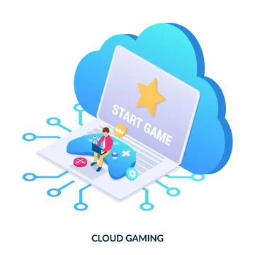 Cloud gaming concept. Stock Illustration