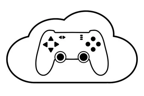 Cloud gaming concept. Modern gamepad. Connection to the cloud service. Future of Illustrazione stock