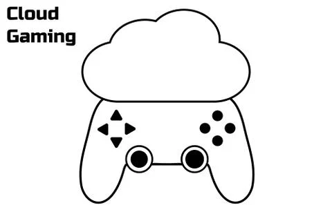 Cloud gaming concept. Modern gamepad. Connection to the cloud service. Future of Illustrazione stock