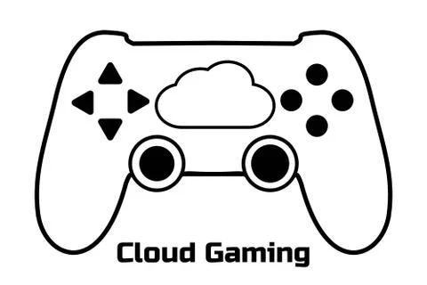 Cloud gaming concept. Modern gamepad. Connection to the cloud service. Future of Illustrazione stock