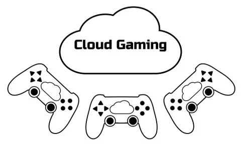 Cloud gaming concept. Modern gamepad. Connection to the cloud service. Future of Illustrazione stock