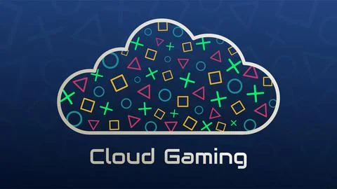Cloud gaming concept, modern technologies. Illustrazione stock