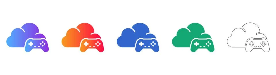 Cloud Gaming Controller Symbol Set Stock Illustration